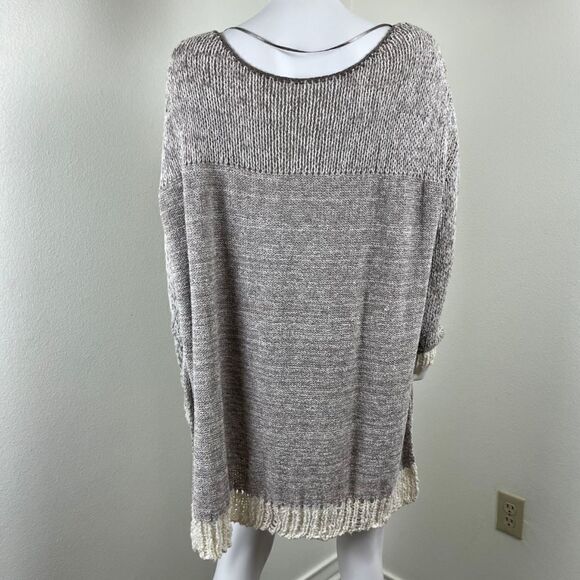 Free People Womens Size L Beige Haiku Pullover Knit NEW Sweater Tunic Top Cotton - Picture 11 of 16